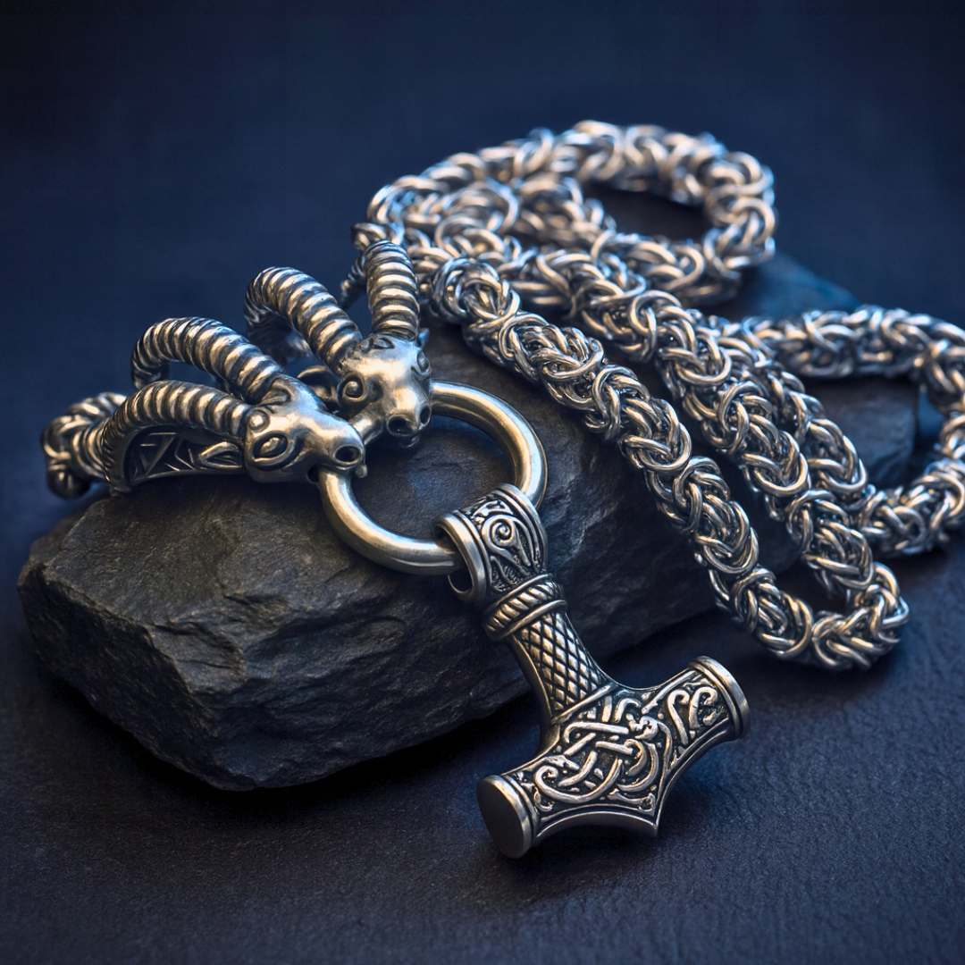 Tanngnjostr und Tanngrisnir - Edelstahl Kette