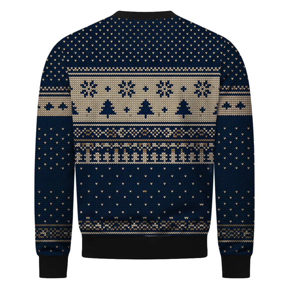 Sköll & Hati Wikinger Sweatshirt, Rückseite mit Schneesternen und Tannen