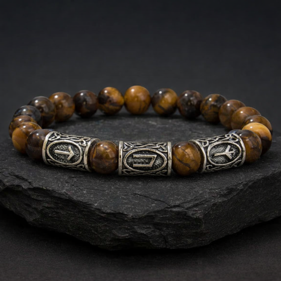 Wikinger Runen Armband aus Naturstein - Unisex